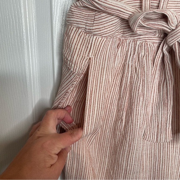 Free People Rumors Yarn Dye Harem Pants Red Stripe High Waist Tie Belt Boho 8 - Picture 8 of 15